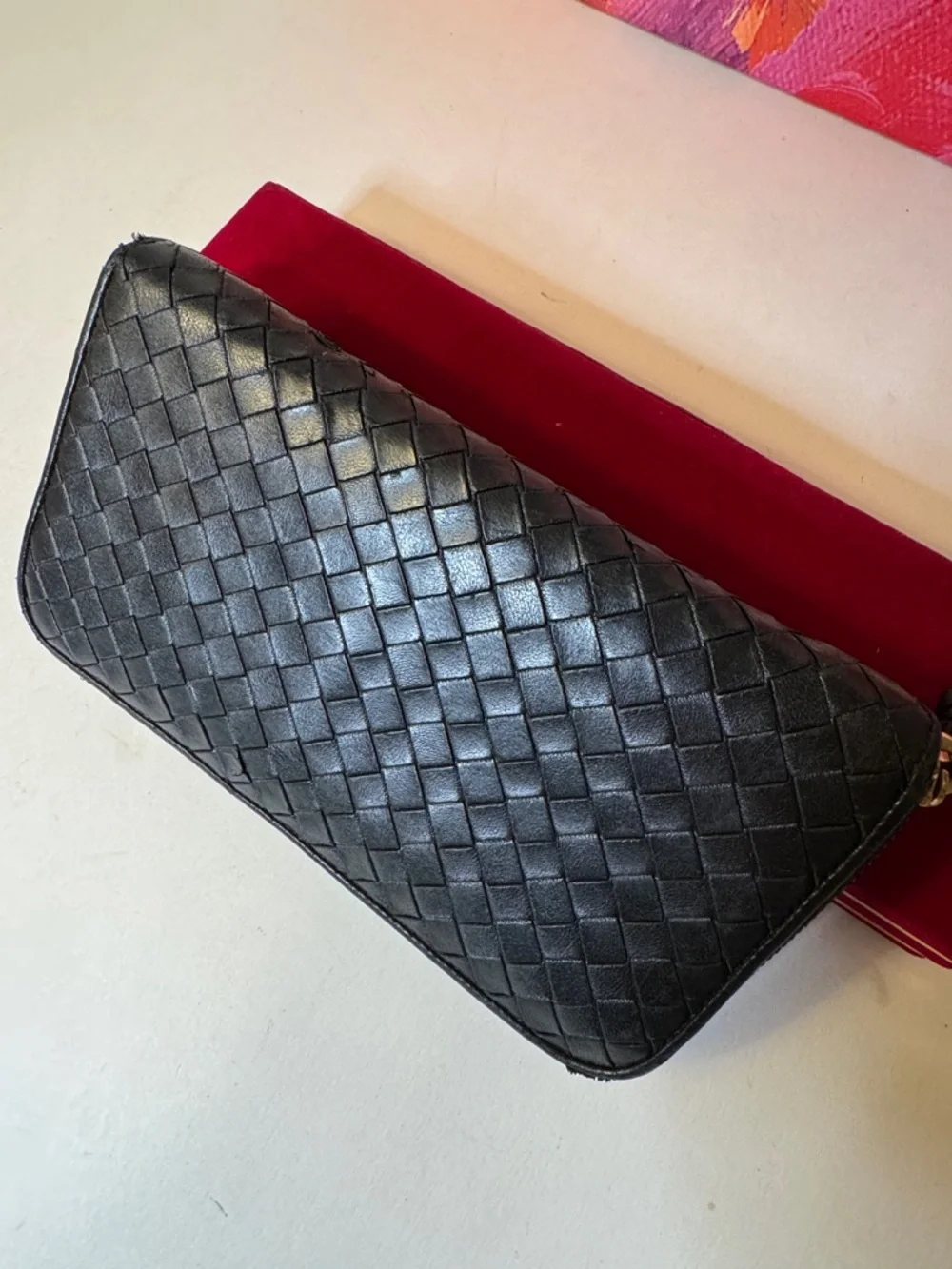 Bottega Veneta Black Leather Zip Wallet with Interior Card Slots - Picture 2 of 12